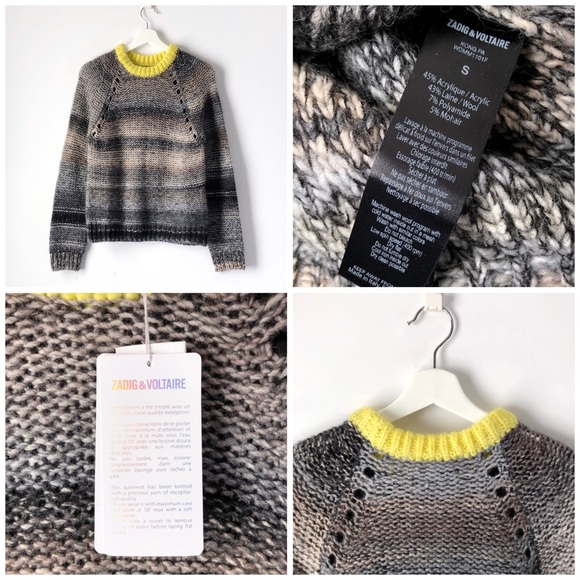 nwt zadig & voltaire kong pa striped wool blend pullover sweater, size small - Picture 7 of 9